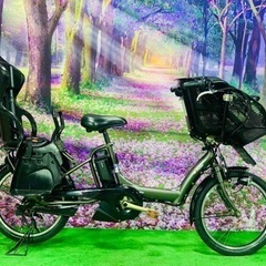 ❷ 4611子供乗せ電動自転車ヤマハ3人乗り新品20インチ良好バ...