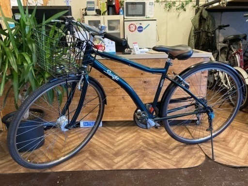 【ノーパンクタイヤ！】LEDオートライト　6段変速　27インチ自転車　モスグリーン