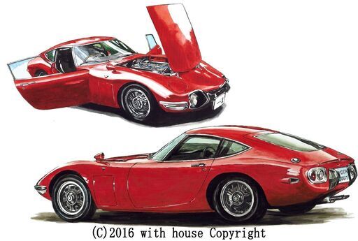 NC-232 トヨタ2000GT 限定版画 直筆サイン有 額装済 作家 平右ヱ門