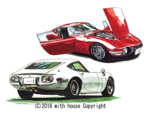 NC-234 トヨタ2000GT 限定版画 直筆サイン有 額装済 作家 平右ヱ門