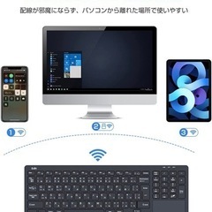 【新品未使用】Bluetooth/USB 無線両対応キーボード ワイヤレスキーボード 無線 2.4G タッチパッド テンキー付き JIS日本語配列 USB接続 レシーバー付き 電池式 iPad/ノートPC/パソコン/タブレット/スマホ用 Windows/Mac/iOS対応 在宅勤務 テレワーク ブラックの画像
