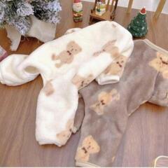 【新品】肌触り◎テディベア ふわふわボアロンパース 犬冬服 ドッグウェアの画像
