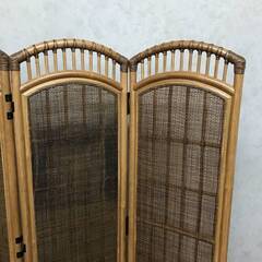 🔷🔶🔷〇ut4/57　Ｋazama/風間　折りたたみ式 ラタン 籐製 4連　一つ39×143㎝ 衝立 ついたて パーテーション 間仕切り　風間籐家具　折り畳み　🔷🔶🔷の画像