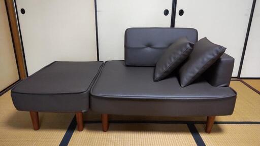 取引中　カウチソファー　合皮　茶色