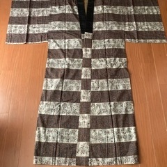 着物  男物   合わせ/羽織/長襦袢 セット、濃紺 wool 冬物の画像