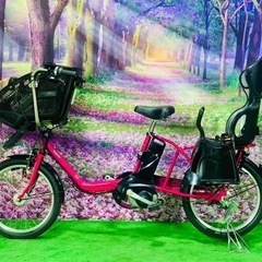 ❷ 4619子供乗せ電動自転車パナソニック3人乗り新品20インチ良好バッテリー