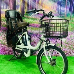 ❷ 4629子供乗せ電動自転車ブリヂストン3人乗り新品20インチ良好バッテリーの画像