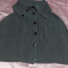 レナウン　模様編ミニマント　肩掛け　グレー　防寒具　日本製