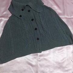 レナウン　模様編ミニマント　肩掛け　グレー　防寒具　日本製の画像