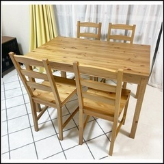IKEA JOKKMOKK ヨックモック テーブル＆チェア4脚, アンティークステインの画像