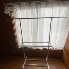 イオン ステンレス物干し台 タオル掛け付き 幅91~140cmX...