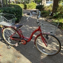 ダブルベットセット-24インチ シティサイクル(ママチャリ) 赤
