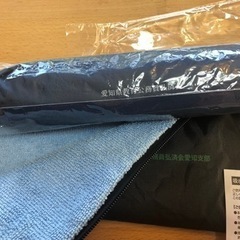ブルー系チェック柄の軽い折りたたみ傘の画像