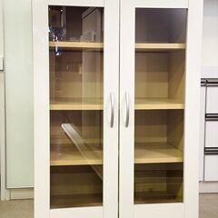 リサイクルストアスターズ城西店 木製 ガラスキャビネット トリム 食器棚 4段 両開きの画像