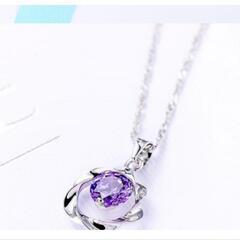 ▼J→→→M18-17ブリリアントカットアメジストＣＺサークルペンダントネックレスの画像