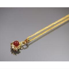 J→→→M 18-17/天然レッドアゲートラウンドペンダントネックレスゴールドの画像