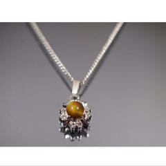 J→→→M18-17【緊急販売！！天然工房の倒産品/N-P45-02】本物/天然タイガーアイラウンドペンダントネックレスの画像