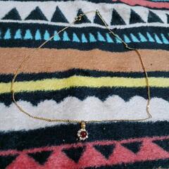 J→→→M 18-17/天然レッドアゲートラウンドペンダントネックレスゴールドの画像