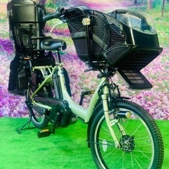 ❻ 4534子供乗せ電動自転車ヤマハ3人乗り新品20インチ良好バ...