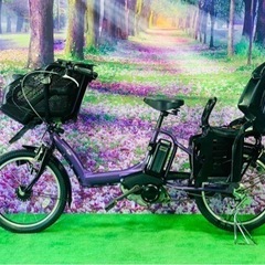 ❻ 4516子供乗せ電動自転車ヤマハ3人乗り新品20インチ良好バ...