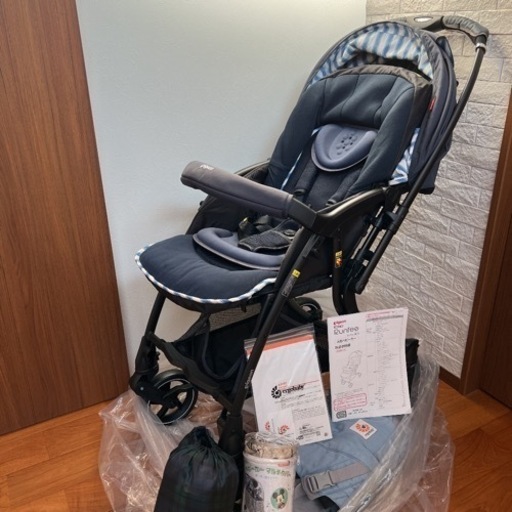 リコール交換済フレーム新品ピジョンランフィRB1Z RA8ベビーカー紺色