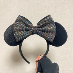 ミニー　カチューシャ　レインボー　ラメ　スタッズ