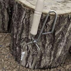 薪バサミ 炭 ハサミ キャンプ トング 柄 焚き火  彫刻無料 名入れ無料の画像