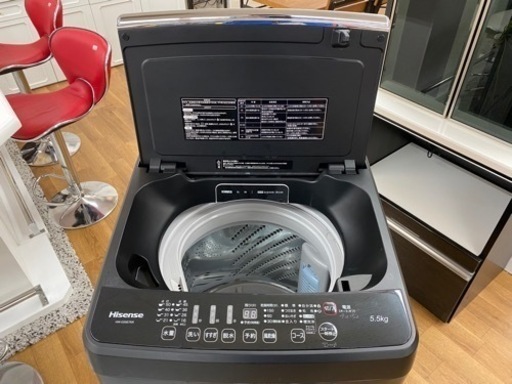 I309 ★  Hisense 洗濯機 （5.5㎏）スタイリッシュなマットブラック ⭐動作確認済⭐クリーニング済