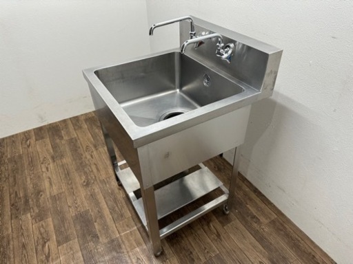 　業務用　ステンレス　１槽シンク流し台　蛇口付き　店舗　飲食店　W６００ｘD６００ｘH８００ｍｍ