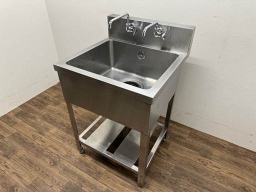 業務用　ステンレス　１槽シンク流し台　蛇口付き　店舗　飲食店　W６００ｘD６００ｘH８００ｍｍ