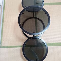 三段黒ローテーブル three tier black low t...