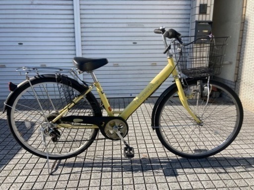 【26インチ自転車】6段変速付　チェーン新品❗️リヤキャリア付シティサイクル　若林自転車　唐崎店　SALE中❗️