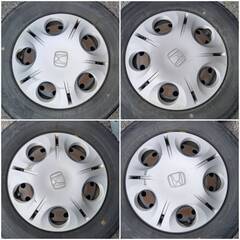 【中古品】ホンダライフ 純正 13インチ スチールホイール & キャップ おまけ スタッドレスタイヤ 付きの画像