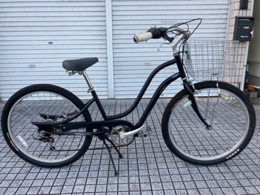 【ビーチクルーザー】26インチ　6段変速付　サドル新品❗️カゴ付　若林自転車　浜大津店　SALE中❗️