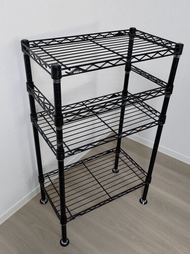 組み換え可能メタルラック（ブランド：エレクター純正品）（寸法：59×35×100㎤）（黒色）