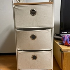 布製収納棚　木製天板の画像