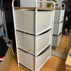 布製収納棚　木製天板の画像
