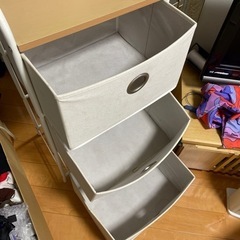 布製収納棚　木製天板の画像