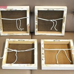 (Y)北大前! 札幌 引取 ウォールアートパネル 4枚セット 25×25cm 壁掛け 飾り 絵画 インテリア 花 フラワー ピンク/ホワイト デコレーションの画像