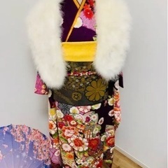 振袖 フルセット美品 名品 御所車 草花 箔 金彩 紫 袷