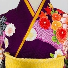 振袖 フルセット美品 名品 御所車 草花 箔 金彩 紫 袷