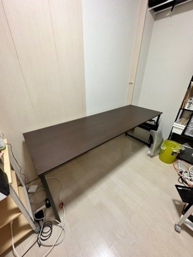 【引取り・事前決済限定】パソコンデスク 180cm幅 奥行60cm 長机 PCデスク　ブラウン