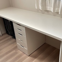 白　ほぼ新品、テーブル/パソコンデスク/ 学習机 / テーブルシ...