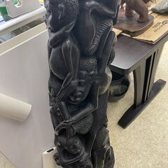 アフリカ　木彫り　黒檀　置物　オブジェ　インテリア　民族　民芸　伝統工芸　サイズ記載　美品の画像