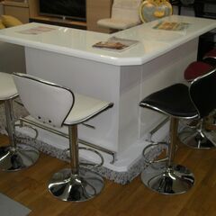 R483 NITORI バーカウンター(モデナ 120・パース 135) 2点セット＆カウンター用5脚 椅子セット  美品