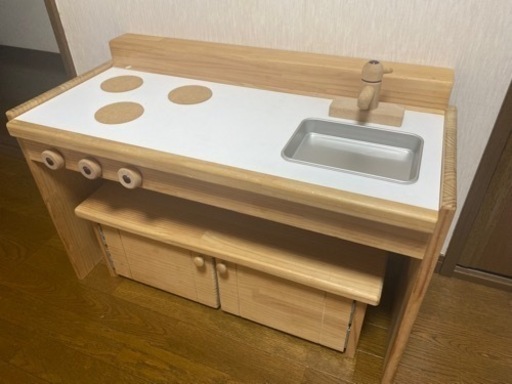 ままごとキッチン&デスク ベンチ付き 木製 日本製 ウィルウッド PAP&MAM
