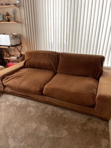 キャメル コーデュロイ 生地 3人掛けソファー カバー取り外し可能