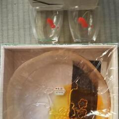 ☆新品☆ガラス皿・片岡鶴太郎グラスセット