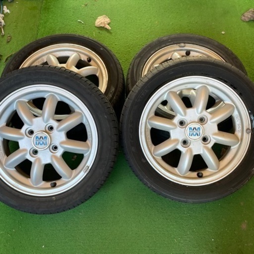 引き取り希望 ダイハツやハブ径54㎜の軽自動車に！ミニライト！4.5J 14インチ +45 100/4H 165/55R14 サマータイヤ付き４本SET