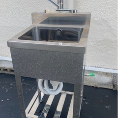 業務用 tanico 一層シンク 二口 浄水器 蛇口付き 幅600×奥600×高さ800+150(mm) 流し台 厨房機材 洗浄済み キッチン 手洗い場 厨房機器 店舗用品 TA-1S-60 一槽シンク ホース1本付 奥行600mmタイプ タニコー